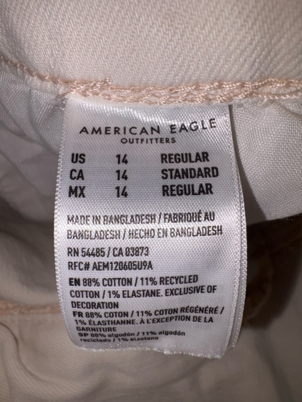 Cream Wide Leg American Eagle Size 14 Regular | High Rise Jeans - Picture 8 of 8